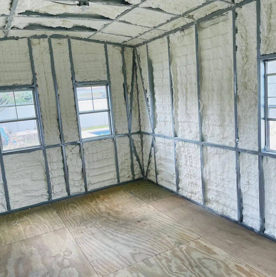 Closed-cell spray foam insulation applied to wall cavities in a residential project in Green Cove Springs